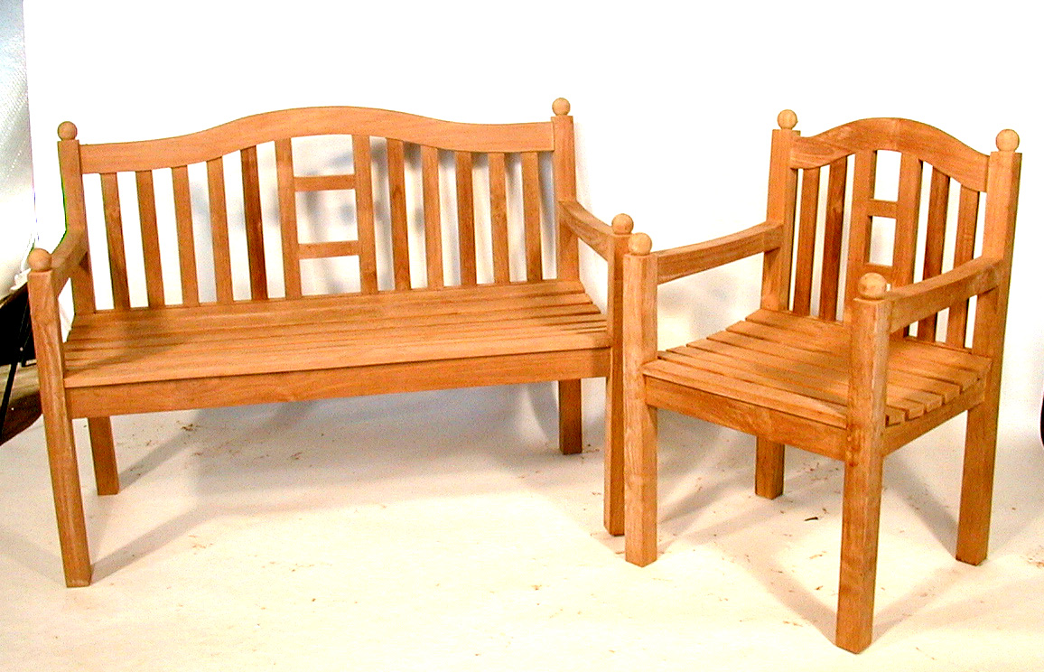 Provence teak Bench and Chair. Solid Teak Garden Furniture